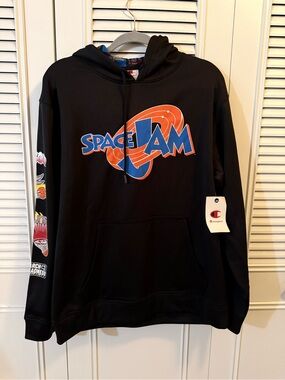 Champion Black Space Jam Logo Pullover Hoodie